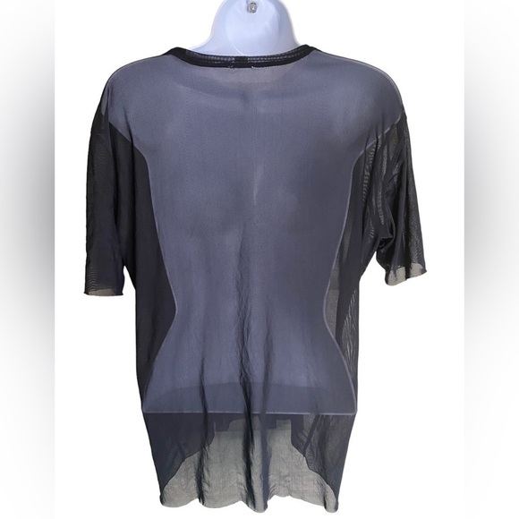 Garage Oversized Sheer Mesh Black Girls can do anything Velvet Spell Out SZ XS - Picture 6 of 10